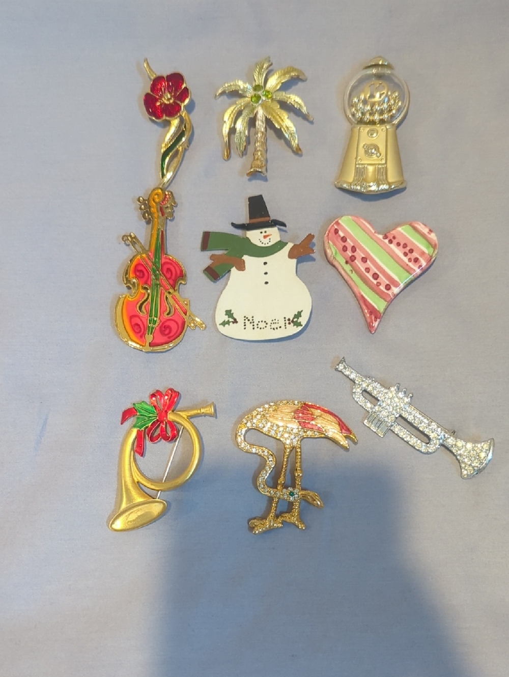 Brooches Variety Of 6 - Holiday Music Tropical Flowers Colorful Fun Accessory